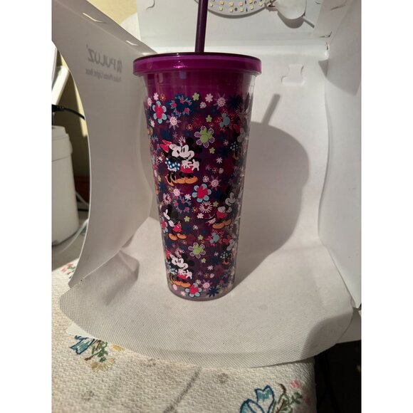 Disney Vera Bradley Insulated Tumbler With Straw 24 Oz Purple Mickey Minnie - Picture 6 of 6